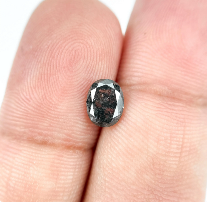 1.12 Ct Oval Rose Cut Grey Natural Galaxy Diamond