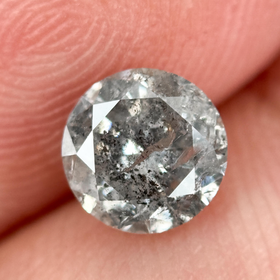 1.10 Ct Round Brilliant Cut Grey Natural Galaxy Diamond