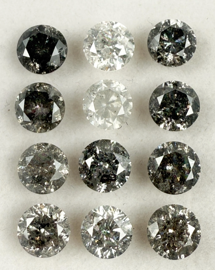 0.50 Ct Round Rose Cut Grey Natural Galaxy Diamond