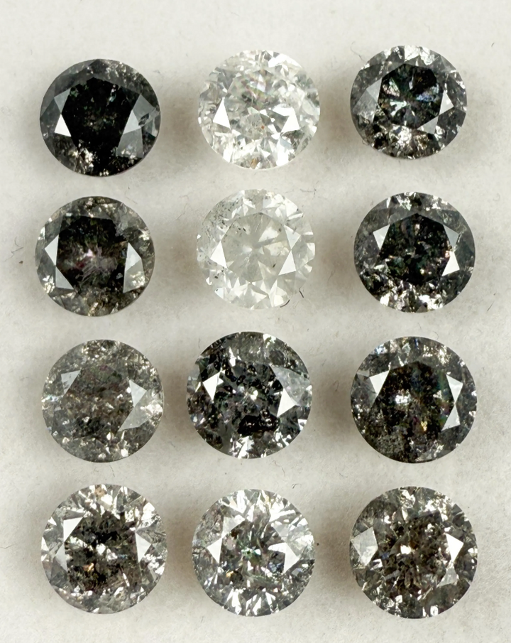 0.50 Ct Round Rose Cut Grey Natural Galaxy Diamond