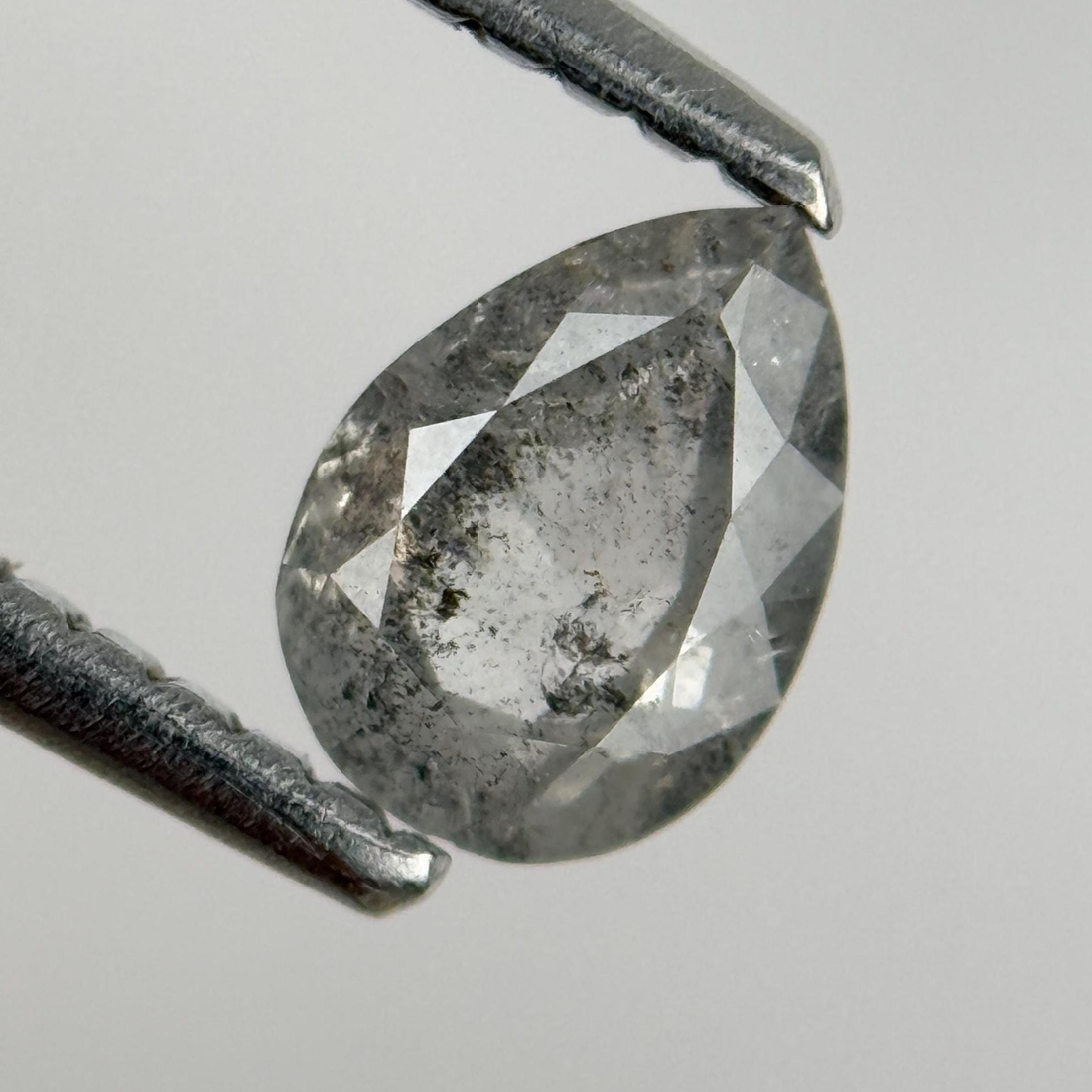 1.96 Ct Pear Rose Cut Grey Natural Unique Diamond