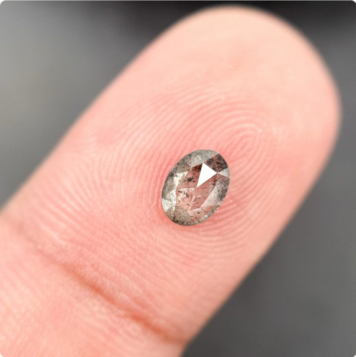 0.46 Ct Oval Rose Cut Grey Natural Minimalist Diamond