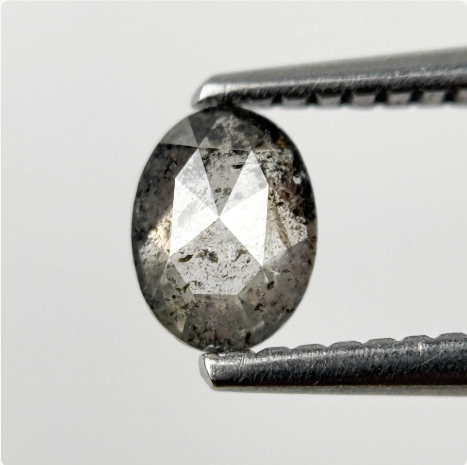 0.46 Ct Oval Rose Cut Grey Natural Minimalist Diamond