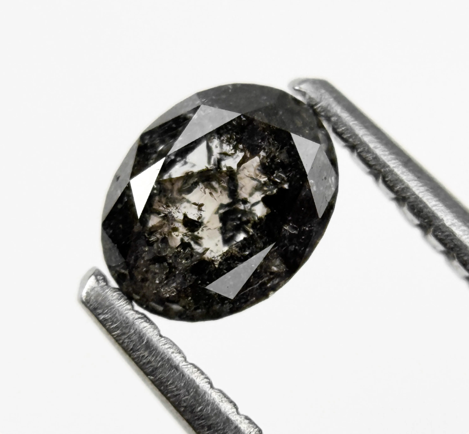 0.63 Ct Oval Rose Cut Grey Natural Galaxy Diamond