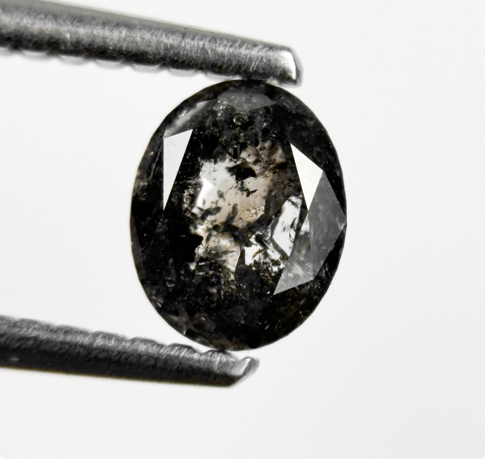 0.63 Ct Oval Rose Cut Grey Natural Galaxy Diamond