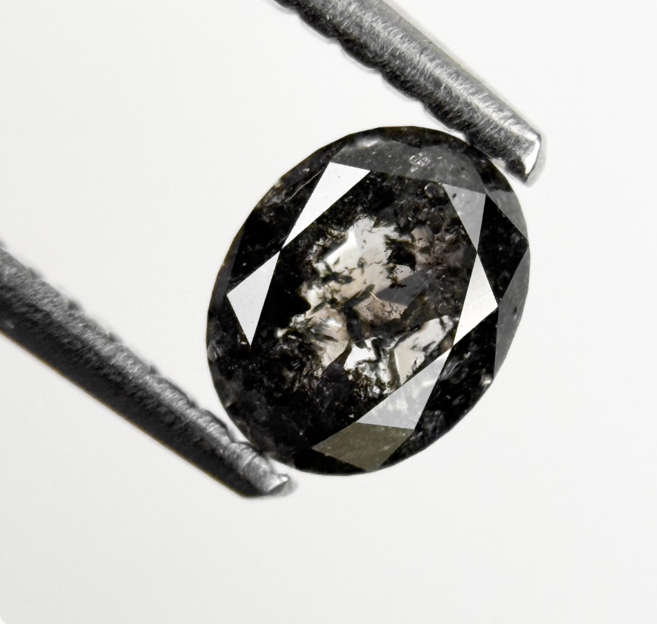 0.63 Ct Oval Rose Cut Grey Natural Galaxy Diamond