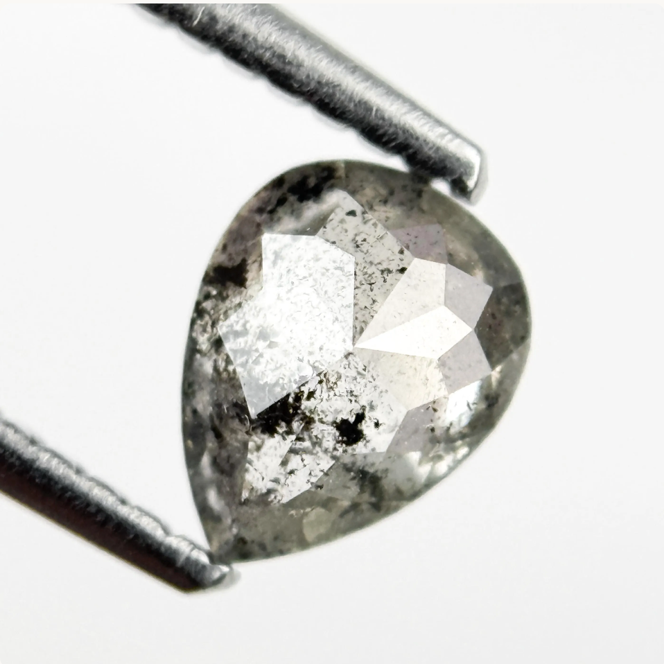 0.74 Ct Pear Rose Cut Grey Natural Minimal Diamond