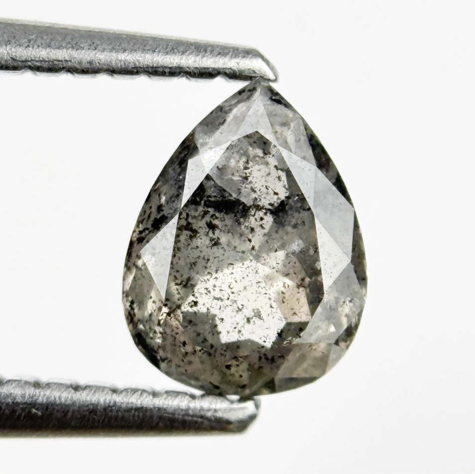 0.74 Ct Pear Rose Cut Grey Natural Minimal Diamond