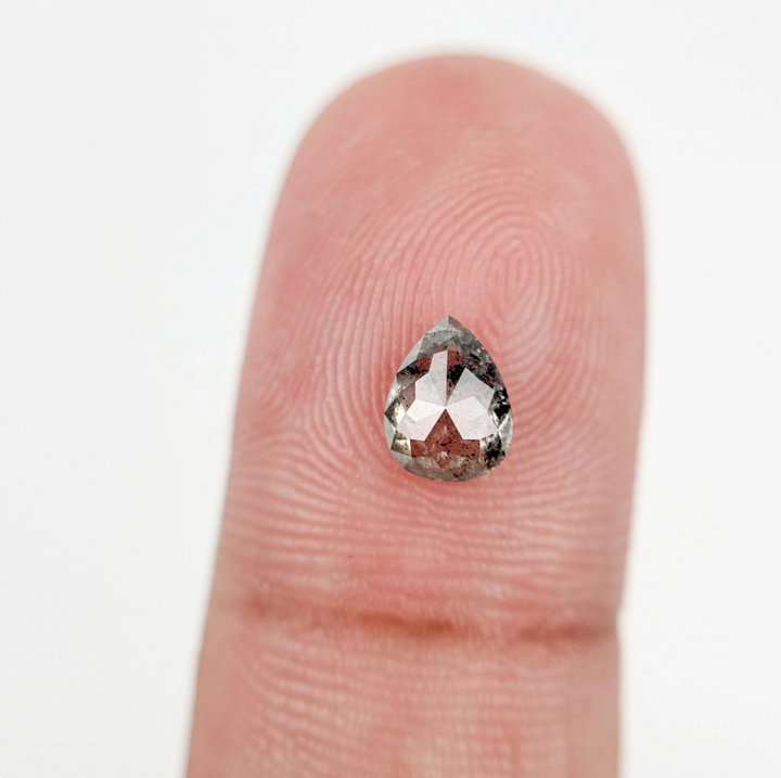 0.74 Ct Pear Rose Cut Grey Natural Minimal Diamond