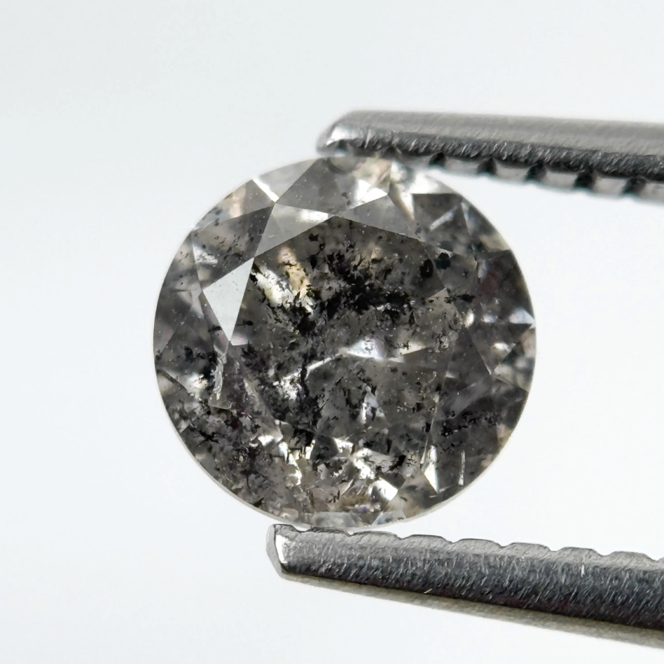 0.98 Ct Round Brilliant Cut Grey Natural Galaxy Diamond
