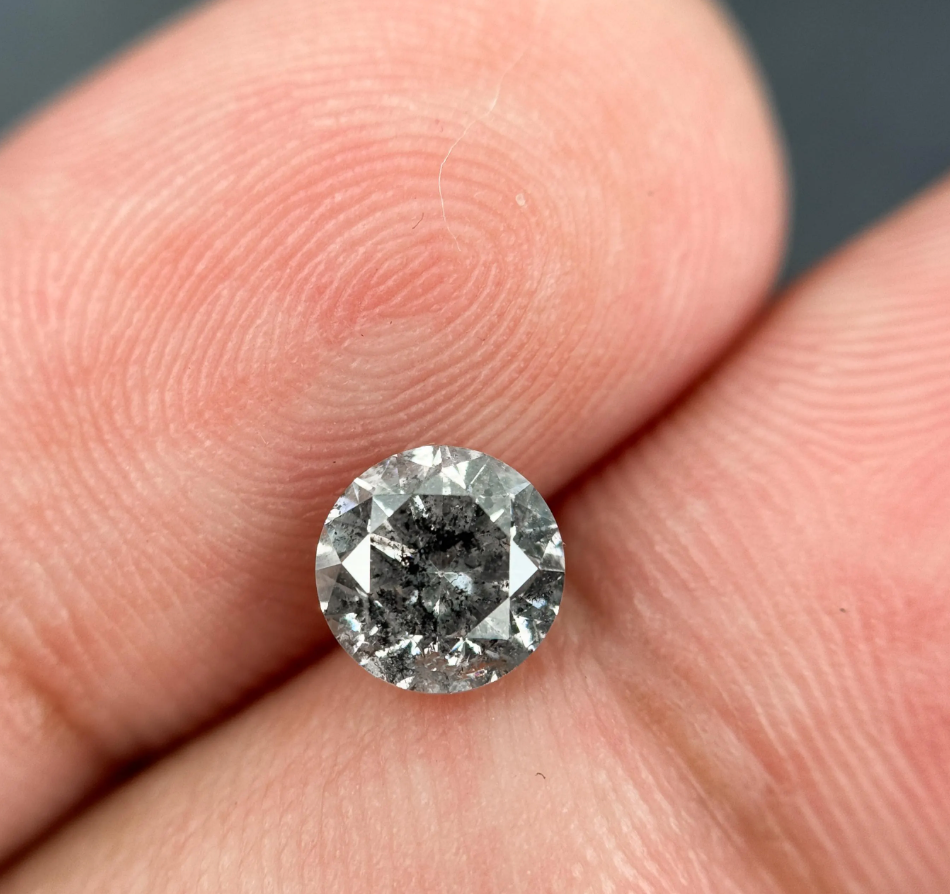 0.98 Ct Round Brilliant Cut Grey Natural Galaxy Diamond