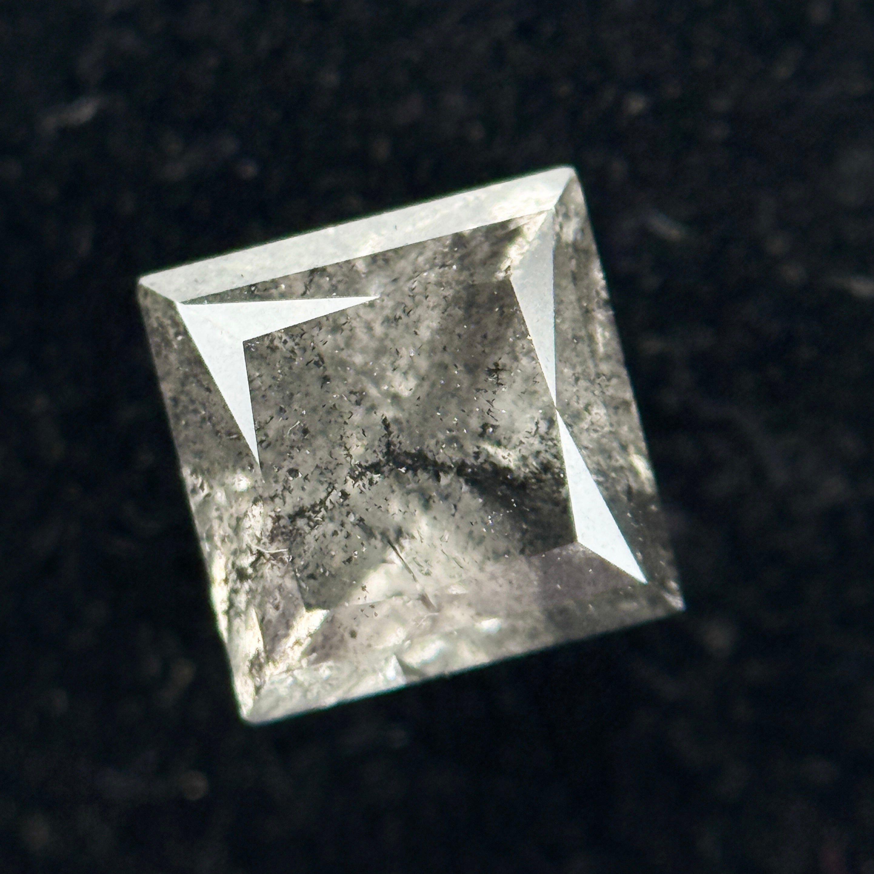 1.04 Ct Round Rose Cut Grey Natural Salt and Pepper Diamond