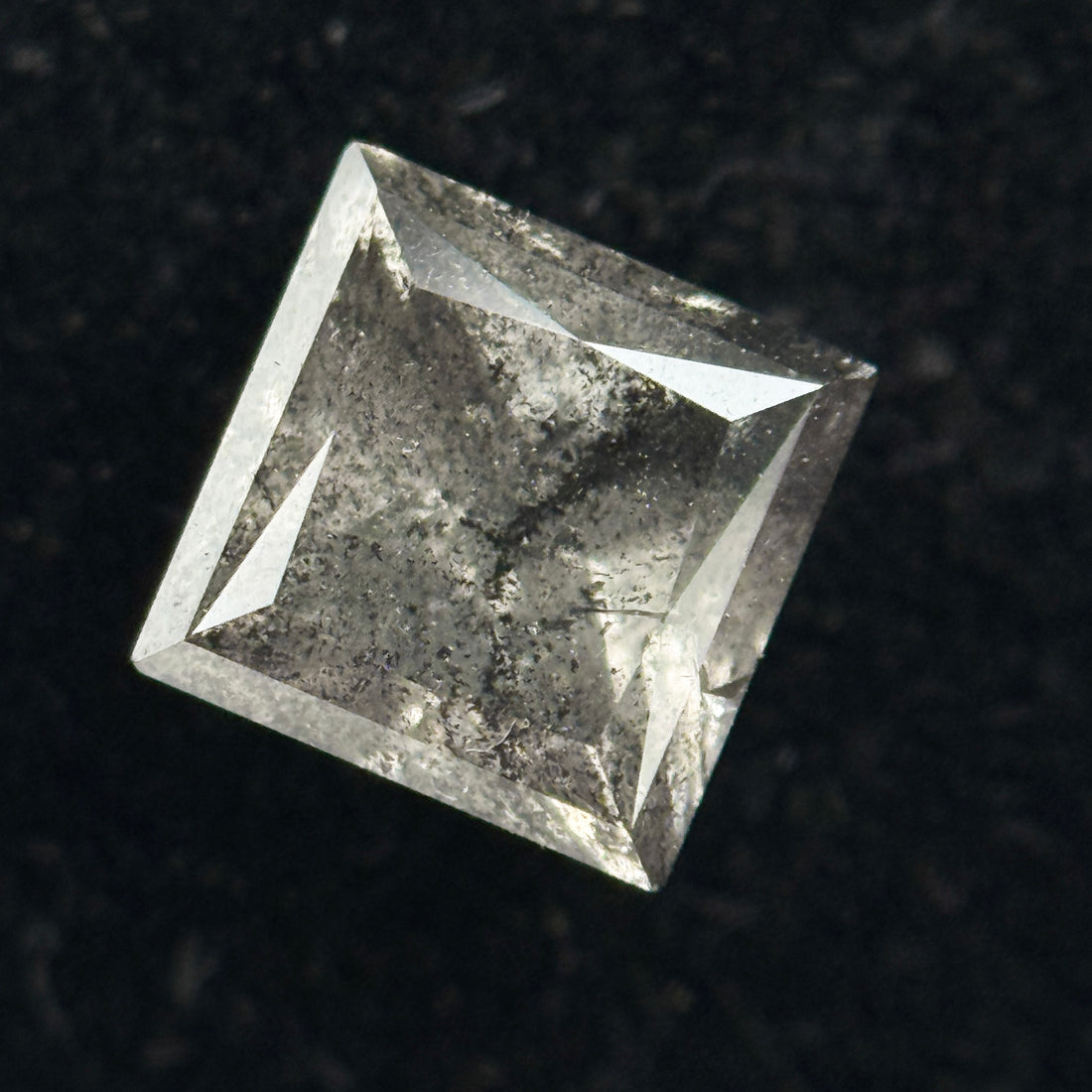 1.04 Ct Round Rose Cut Grey Natural Salt and Pepper Diamond