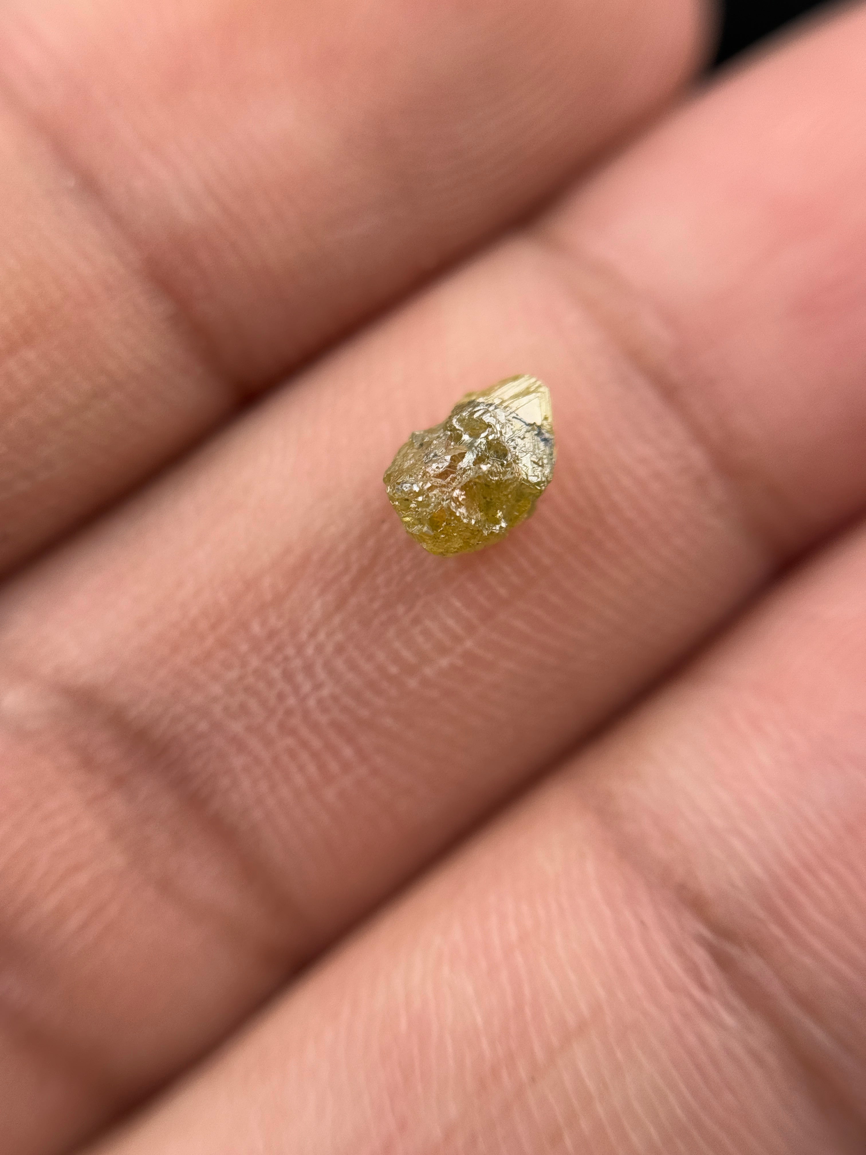 0.66 Ct Rough Rose Cut Green Natural Fancy Diamond