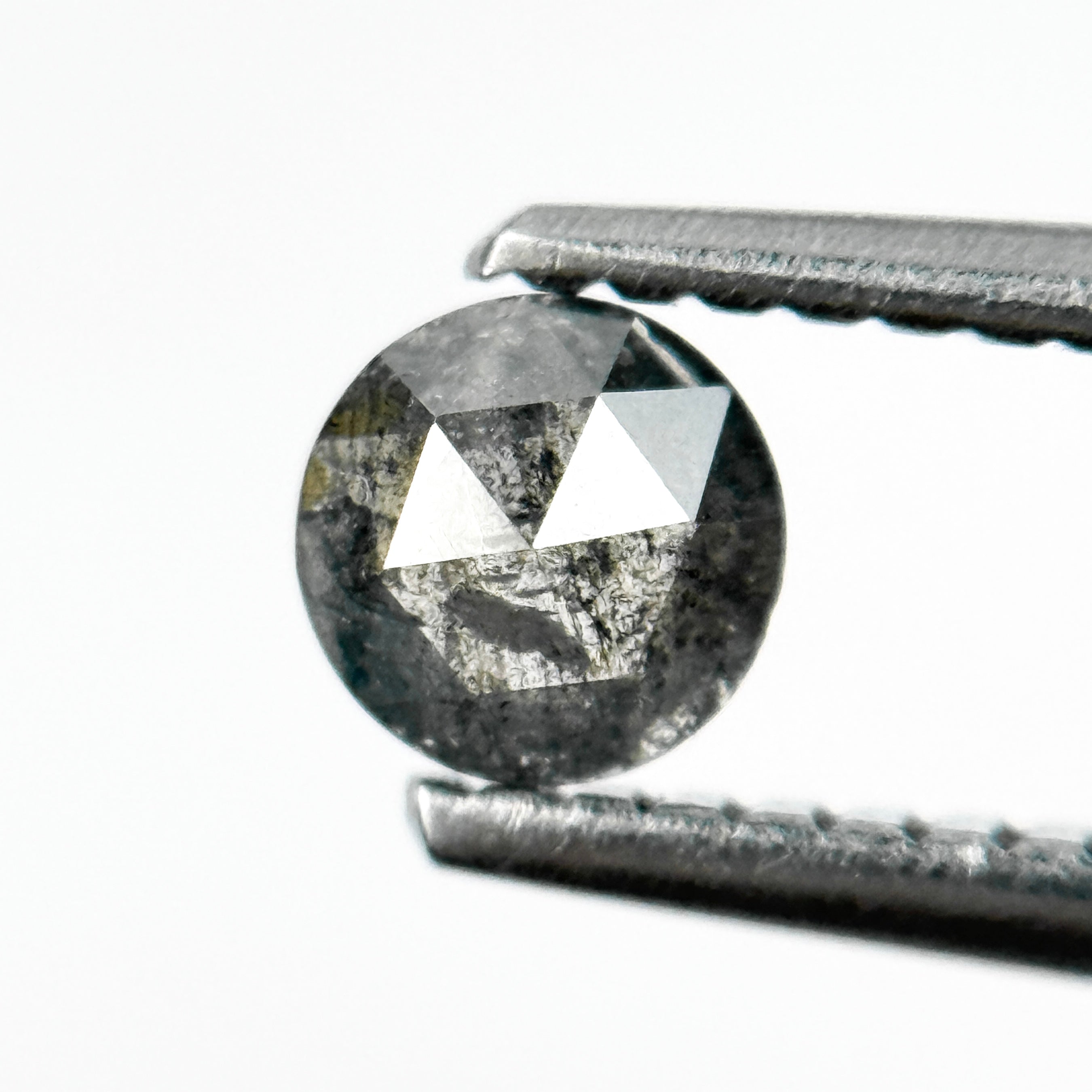 0.28 Ct Round Rose Cut Black Natural Salt and Pepper Diamond