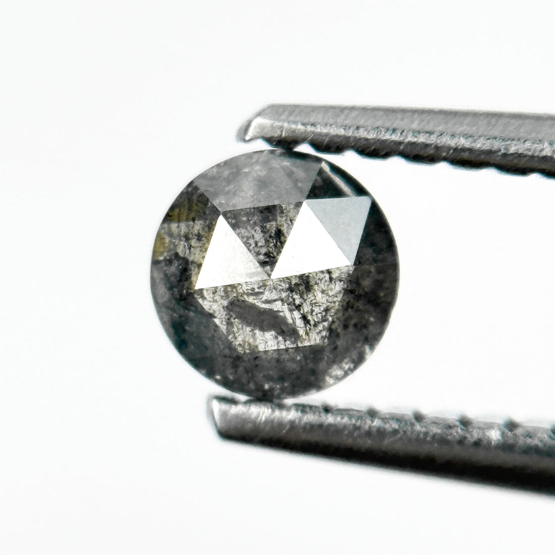 0.28 Ct Round Rose Cut Black Natural Salt and Pepper Diamond