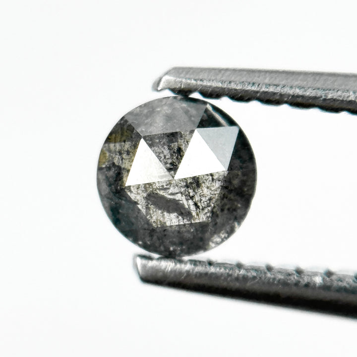 0.28 Ct Round Rose Cut Black Natural Salt and Pepper Diamond