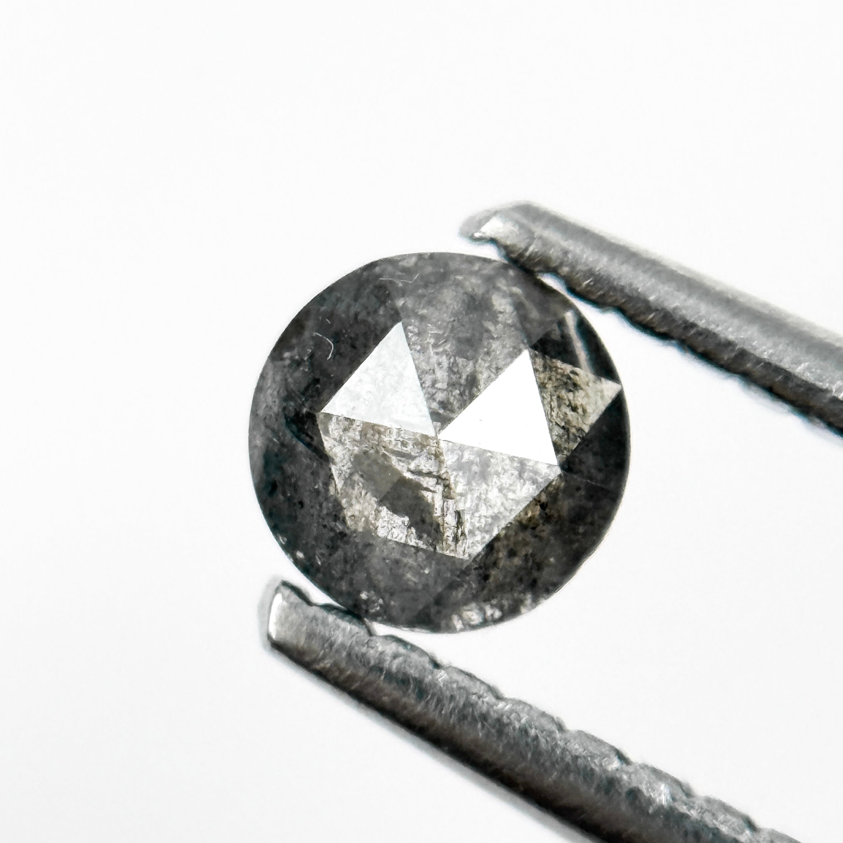 0.28 Ct Round Rose Cut Black Natural Salt and Pepper Diamond