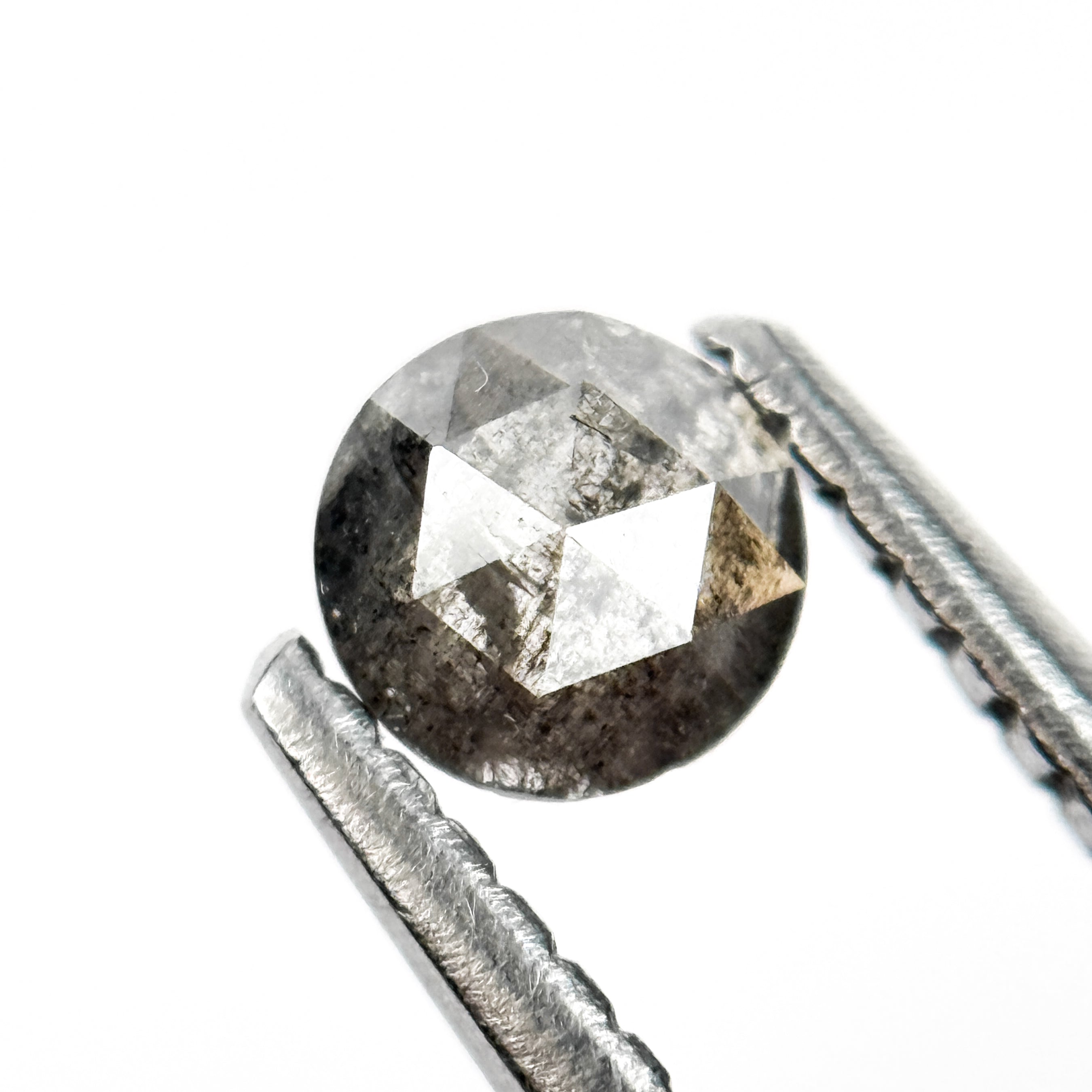 0.28 Ct Round Rose Cut Black Natural Salt and Pepper Diamond