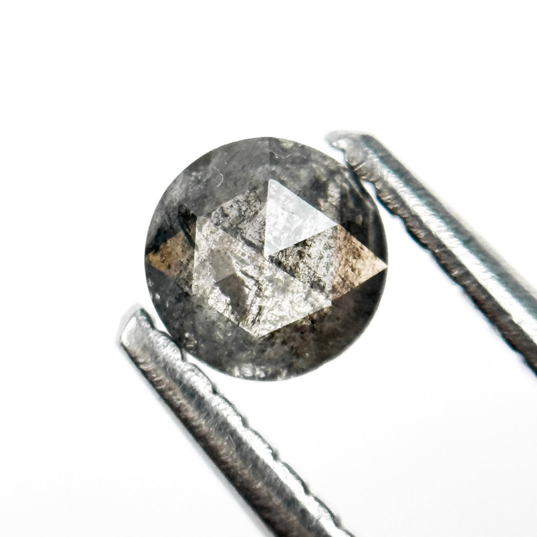 0.28 Ct Round Rose Cut Black Natural Salt and Pepper Diamond