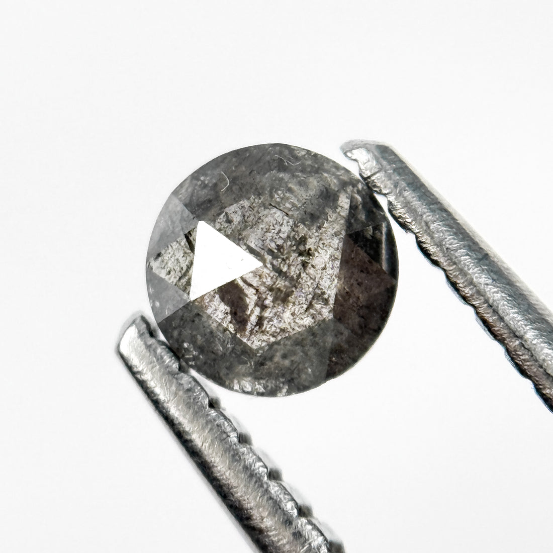 0.28 Ct Round Rose Cut Black Natural Salt and Pepper Diamond