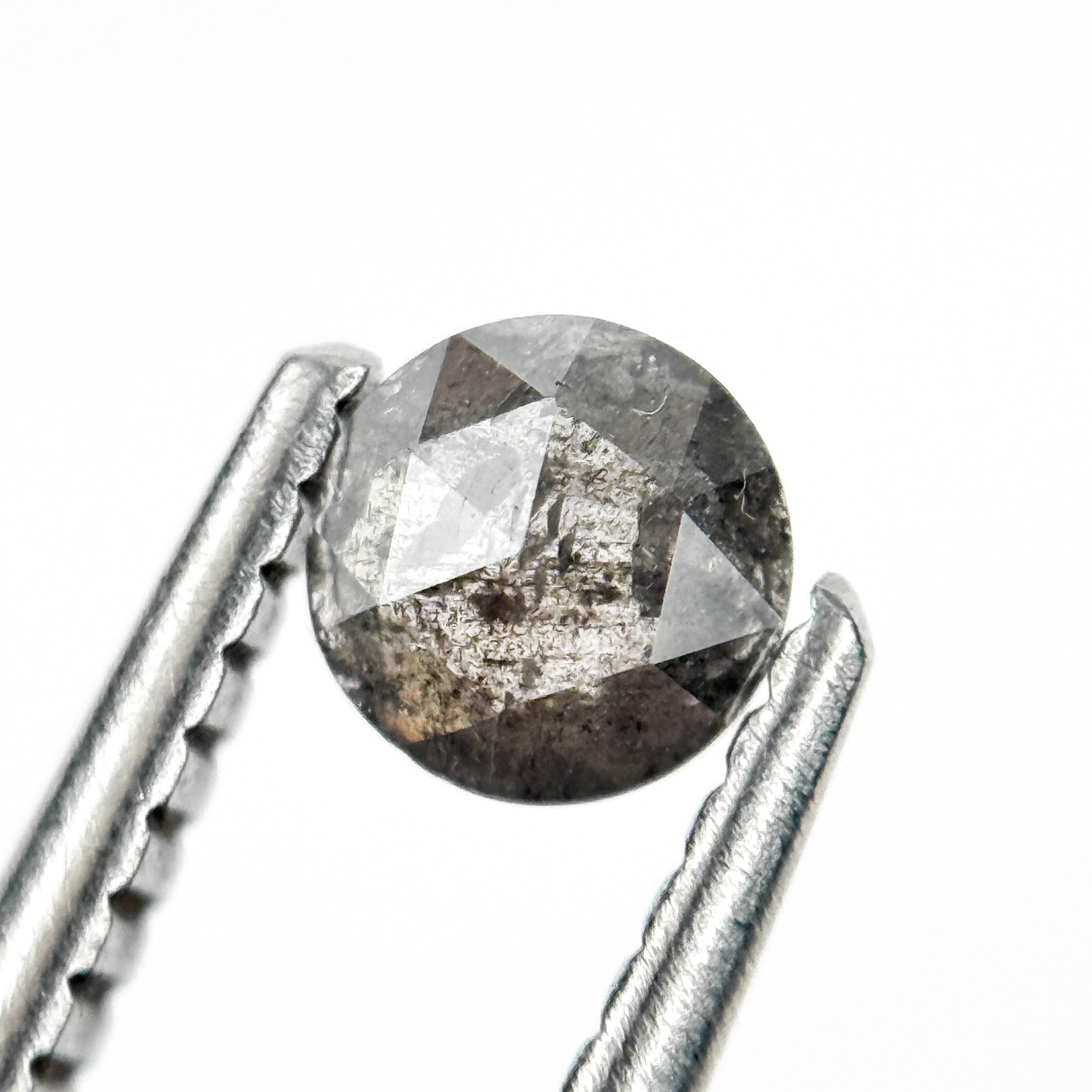 0.28 Ct Round Rose Cut Black Natural Salt and Pepper Diamond
