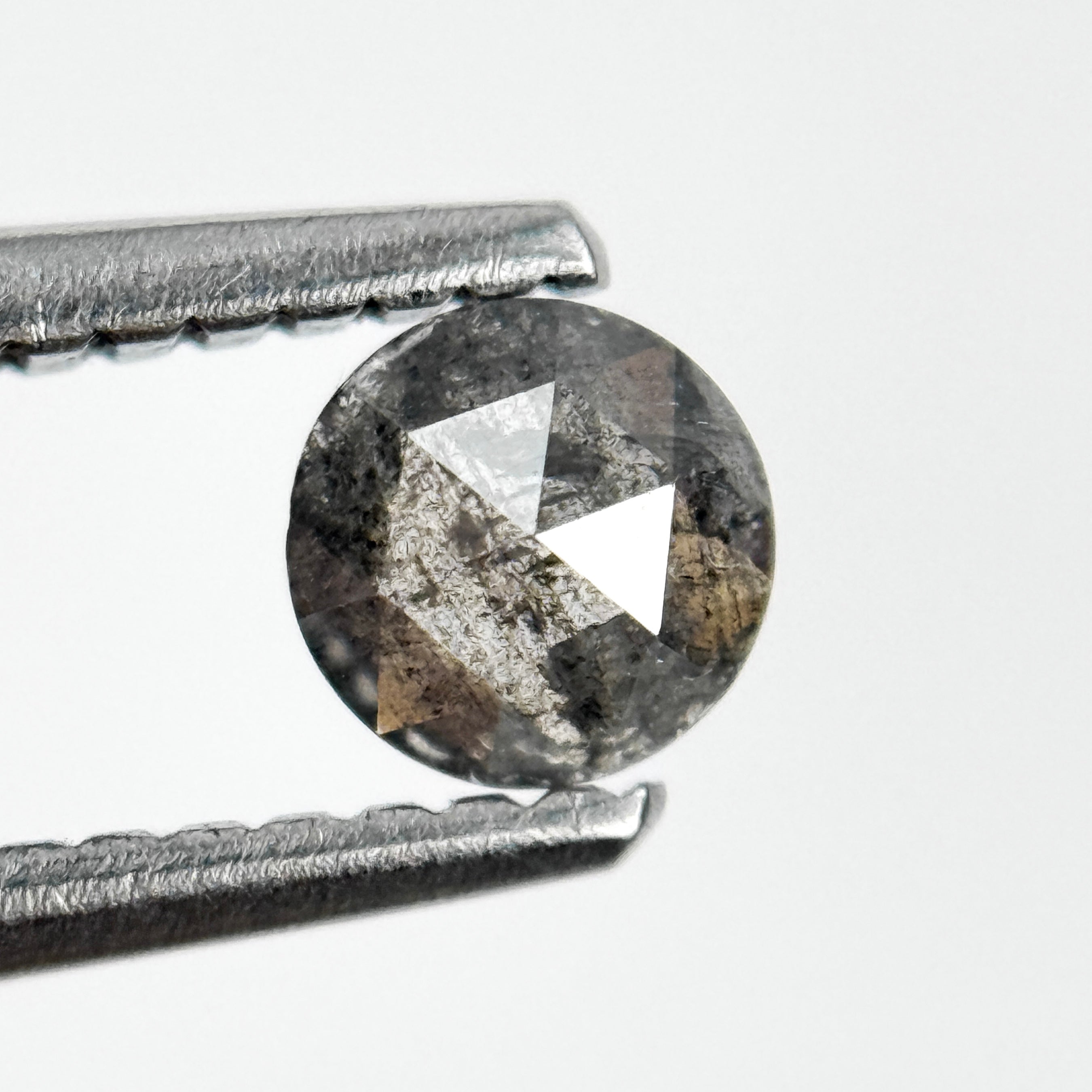 0.28 Ct Round Rose Cut Black Natural Salt and Pepper Diamond