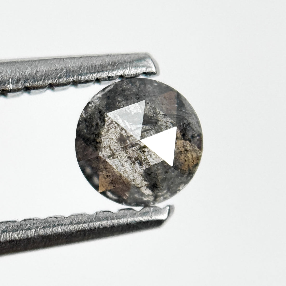 0.28 Ct Round Rose Cut Black Natural Salt and Pepper Diamond