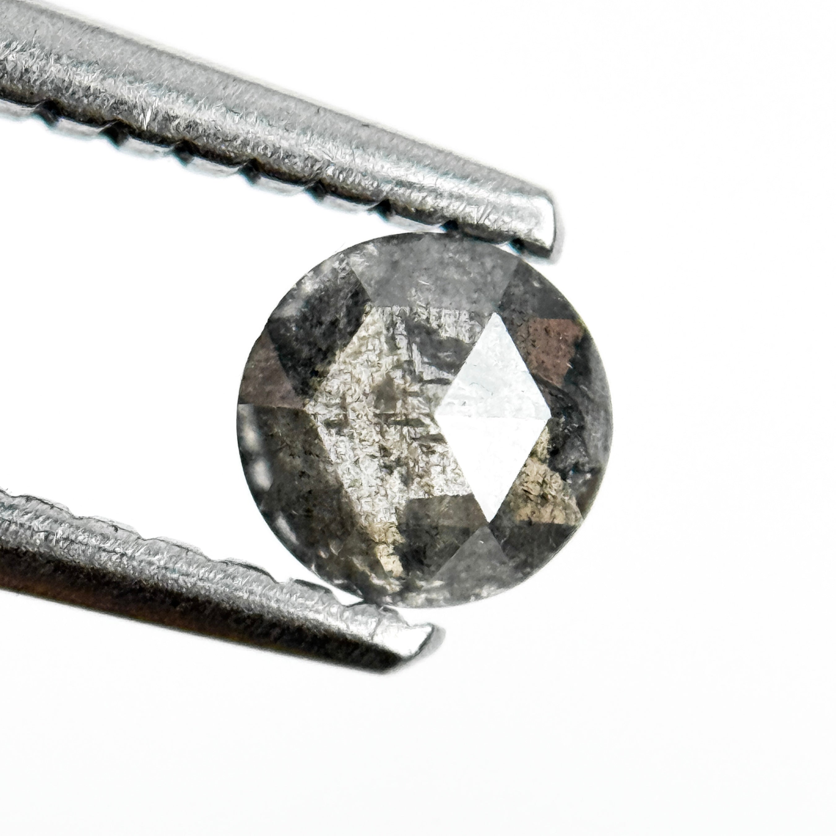 0.28 Ct Round Rose Cut Black Natural Salt and Pepper Diamond