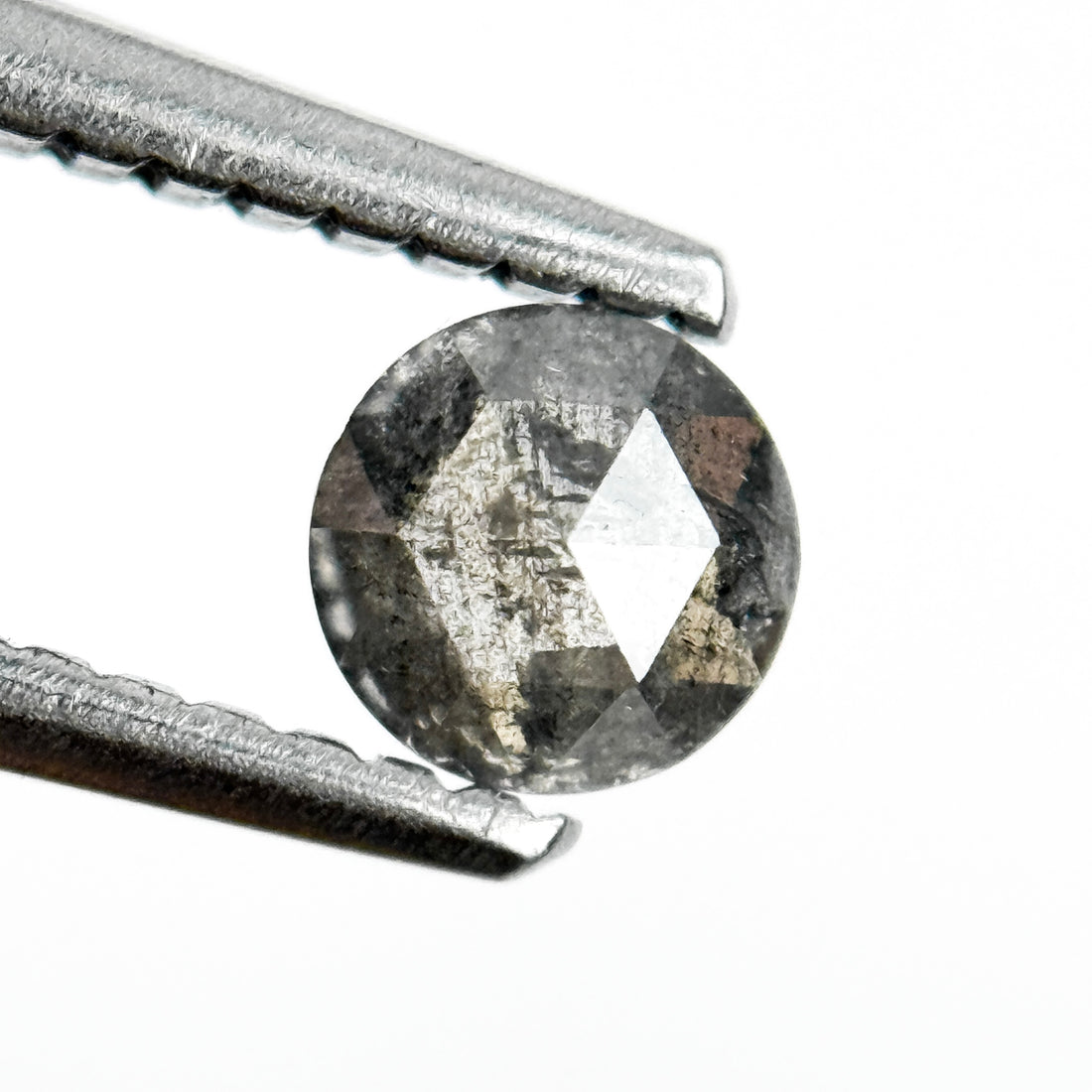 0.28 Ct Round Rose Cut Black Natural Salt and Pepper Diamond