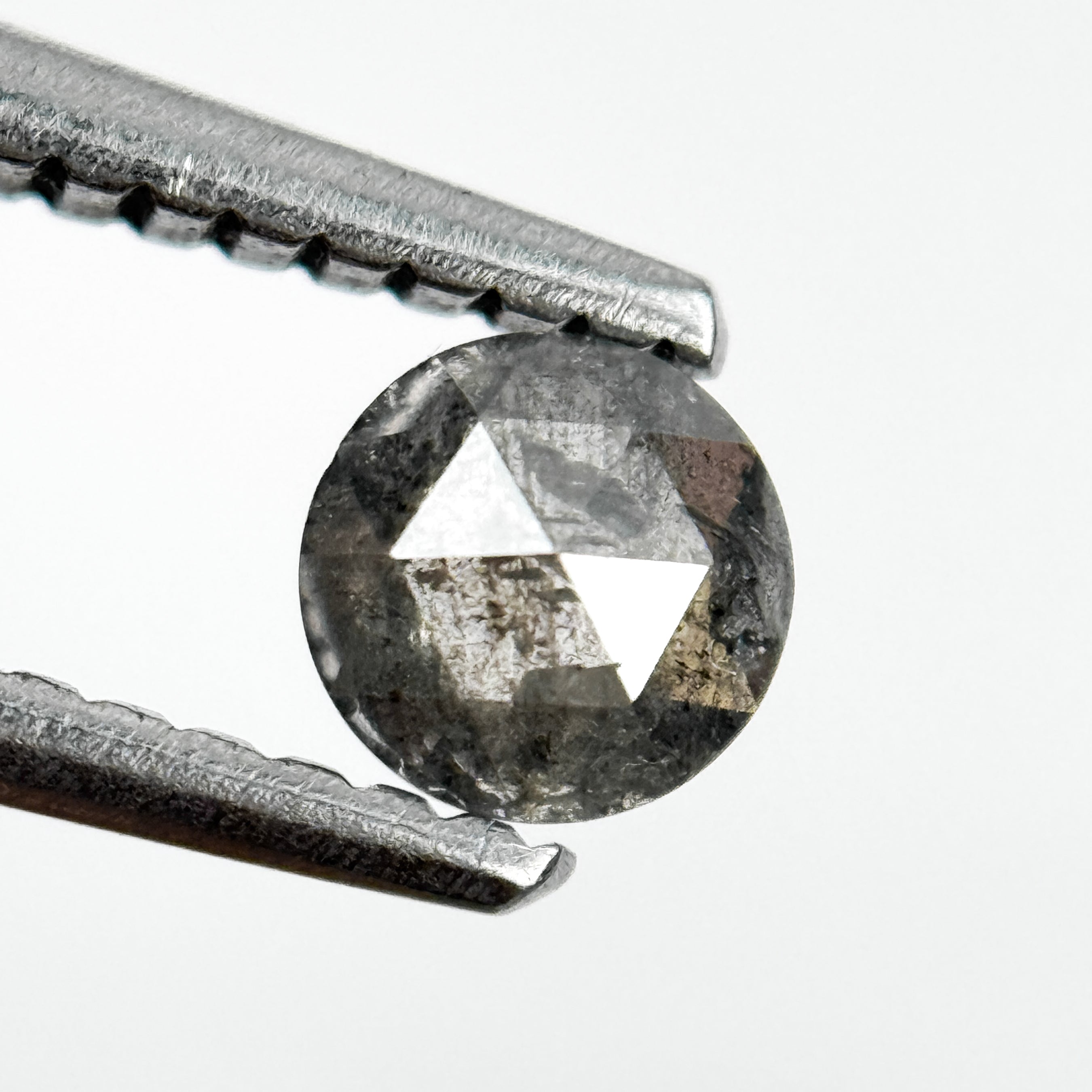 0.28 Ct Round Rose Cut Black Natural Salt and Pepper Diamond