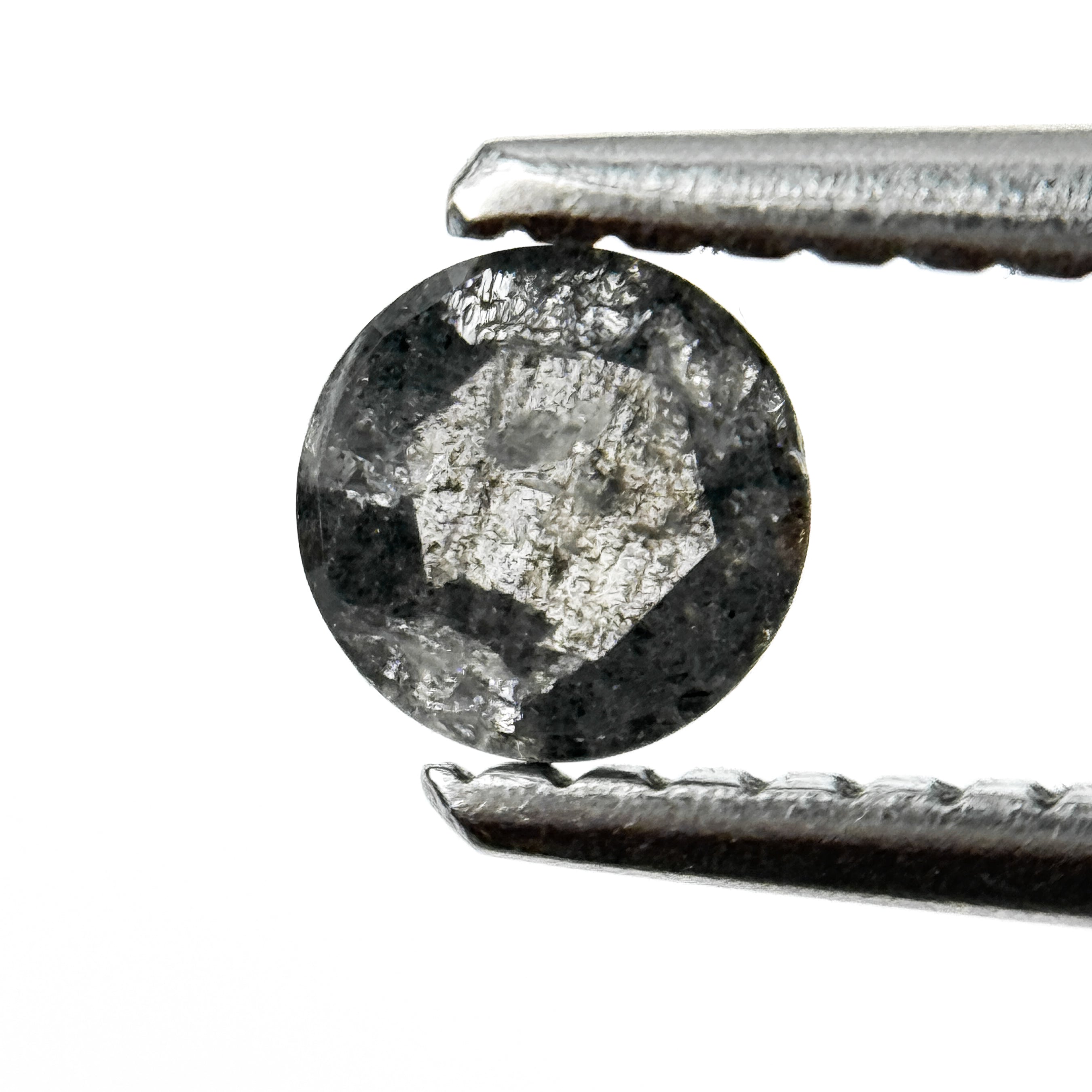 0.28 Ct Round Rose Cut Black Natural Salt and Pepper Diamond