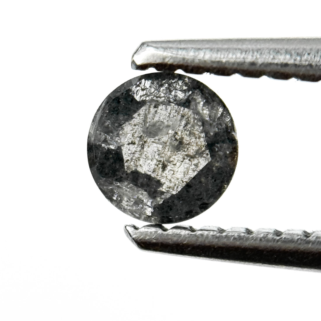 0.28 Ct Round Rose Cut Black Natural Salt and Pepper Diamond