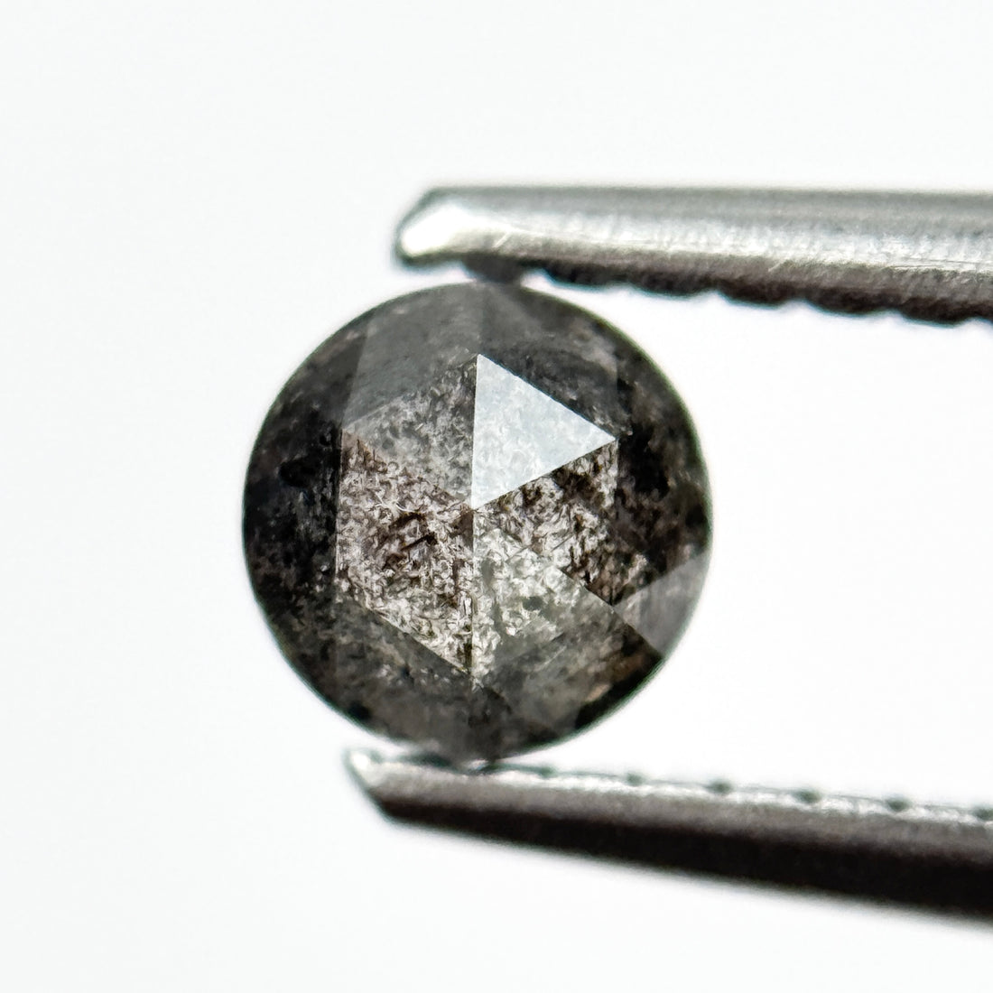 0.43 Ct Round Rose Cut Black Natural Salt and Pepper Diamond