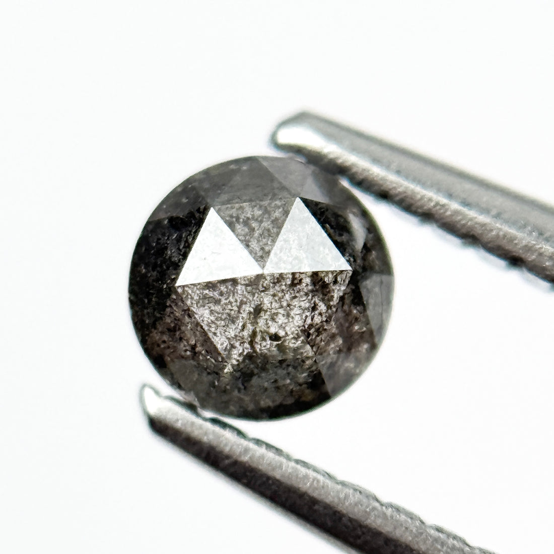 0.43 Ct Round Rose Cut Black Natural Salt and Pepper Diamond