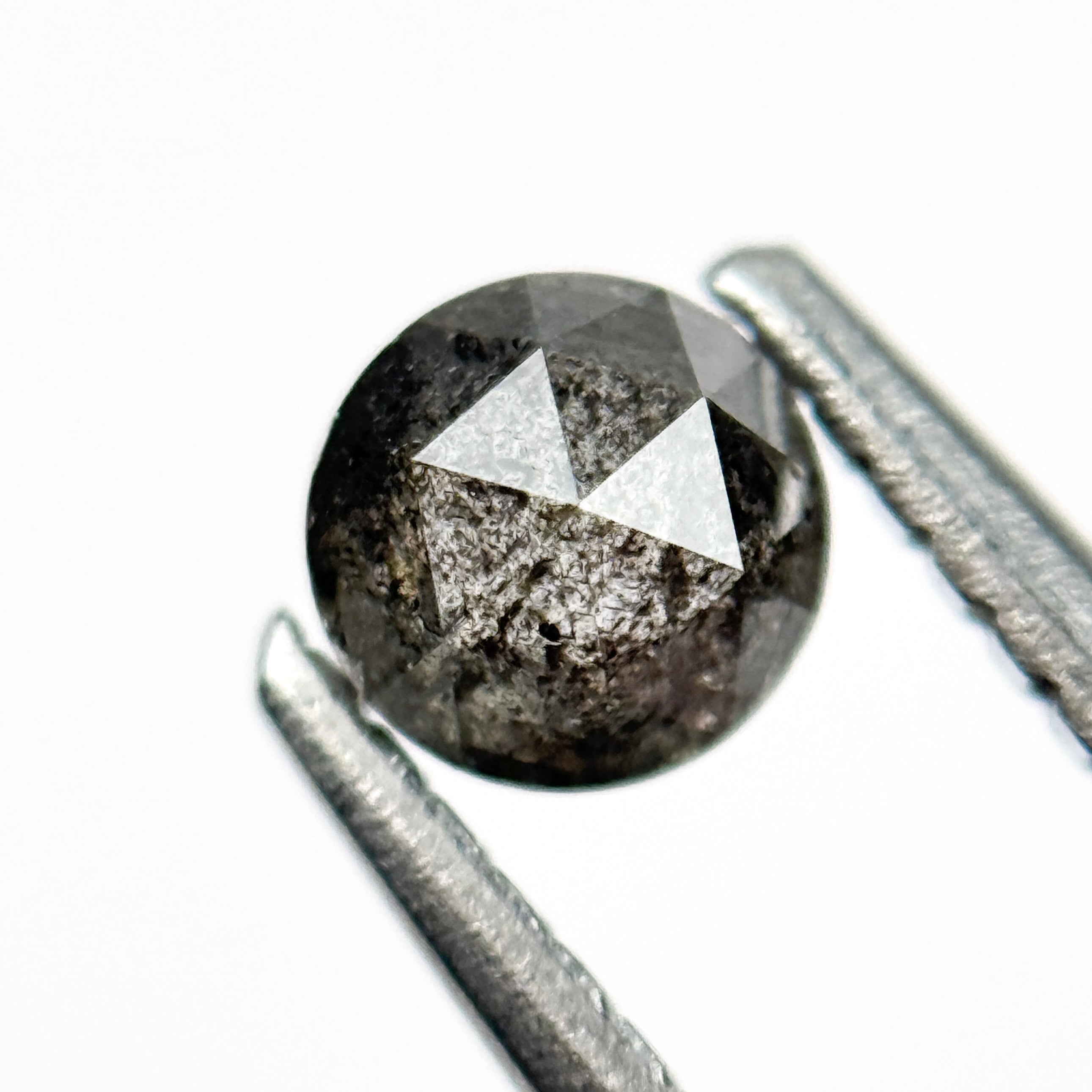 0.43 Ct Round Rose Cut Black Natural Salt and Pepper Diamond