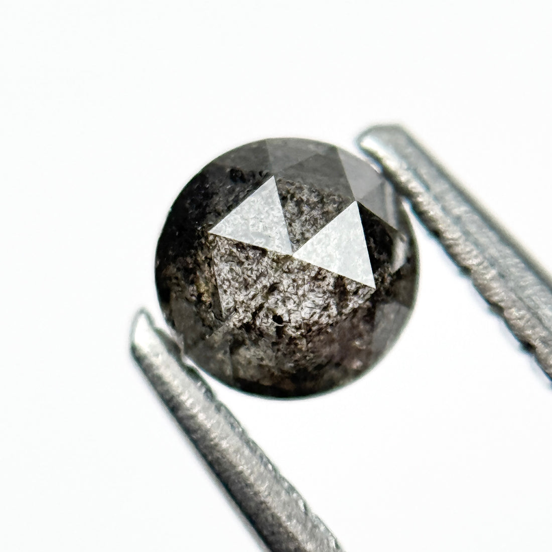 0.43 Ct Round Rose Cut Black Natural Salt and Pepper Diamond