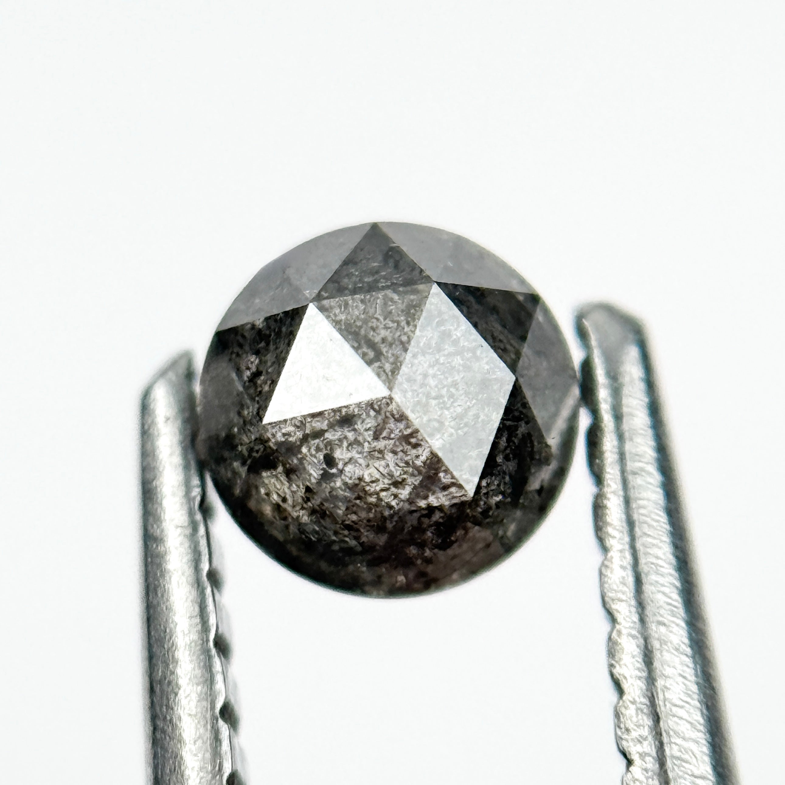 0.43 Ct Round Rose Cut Black Natural Salt and Pepper Diamond