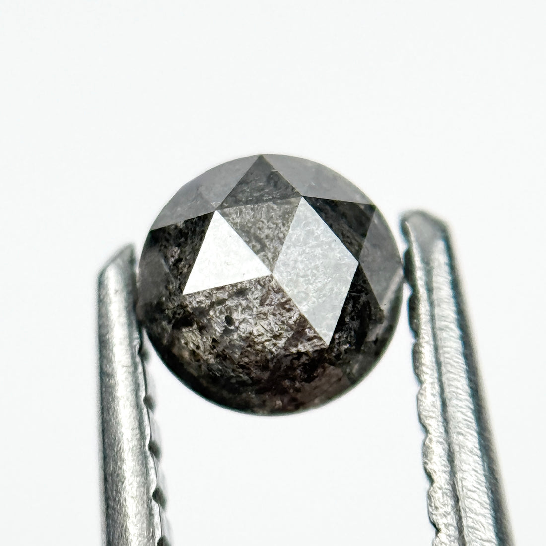 0.43 Ct Round Rose Cut Black Natural Salt and Pepper Diamond