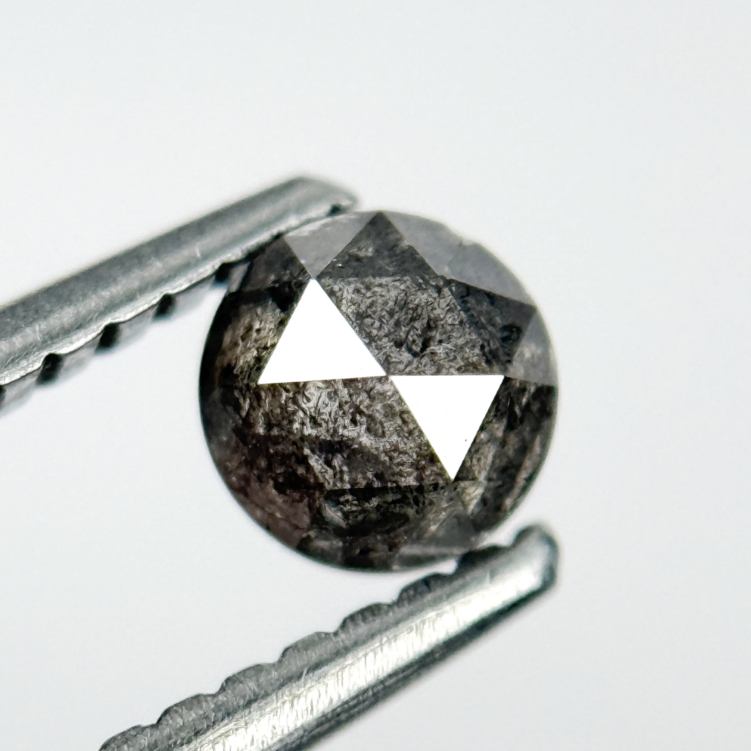 0.43 Ct Round Rose Cut Black Natural Salt and Pepper Diamond