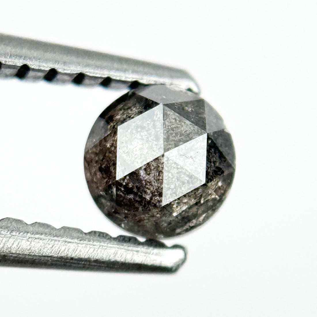 0.43 Ct Round Rose Cut Black Natural Salt and Pepper Diamond