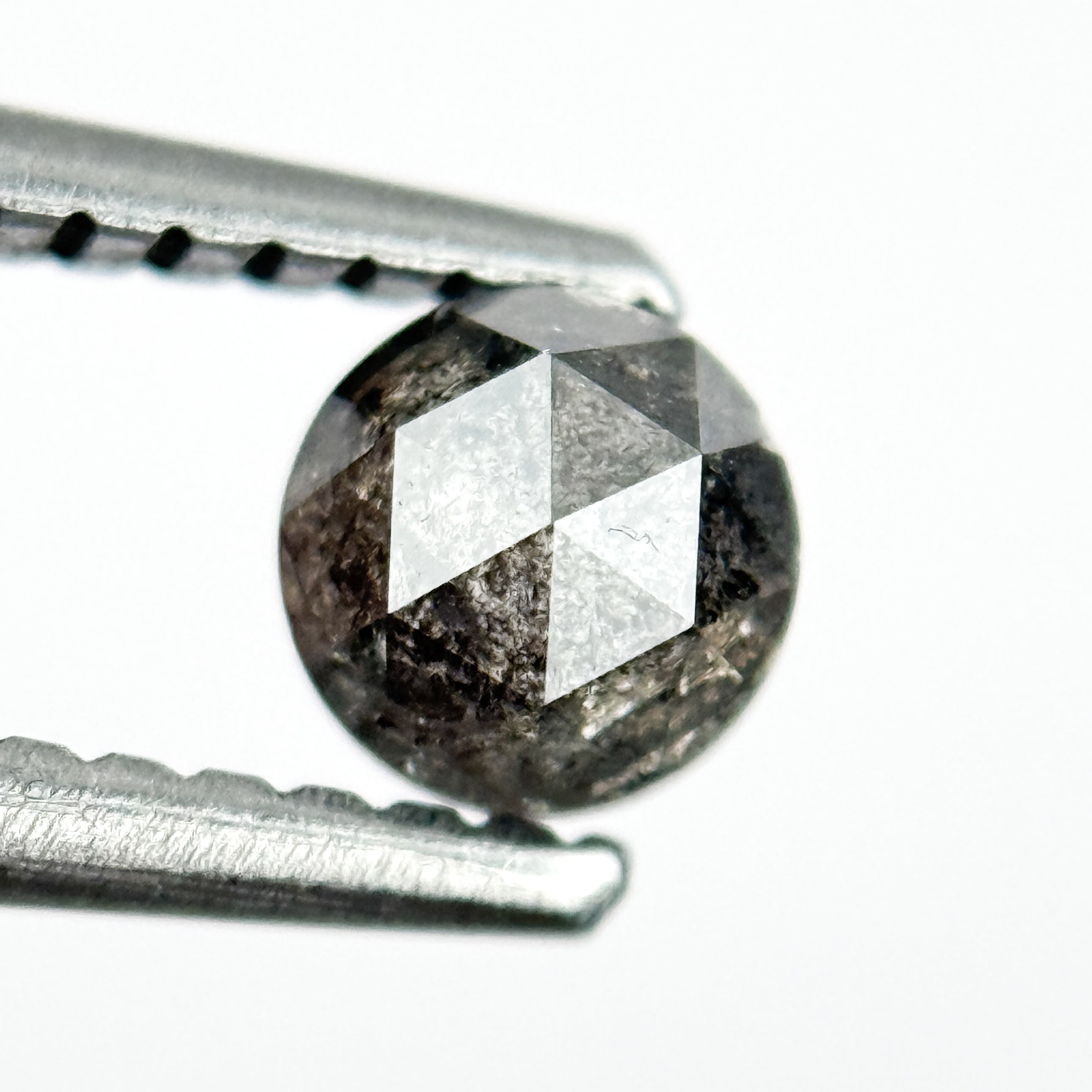 0.43 Ct Round Rose Cut Black Natural Salt and Pepper Diamond