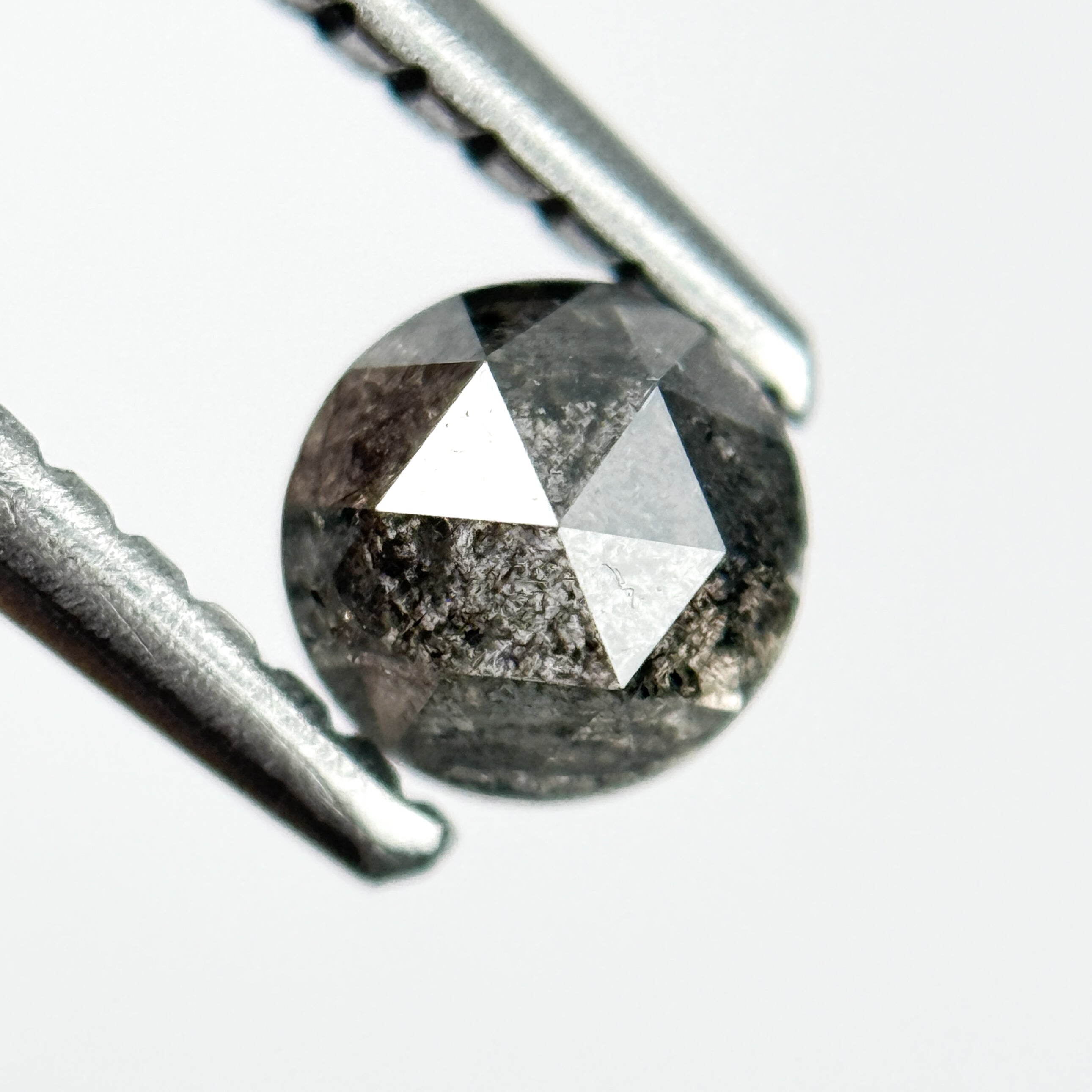 0.43 Ct Round Rose Cut Black Natural Salt and Pepper Diamond