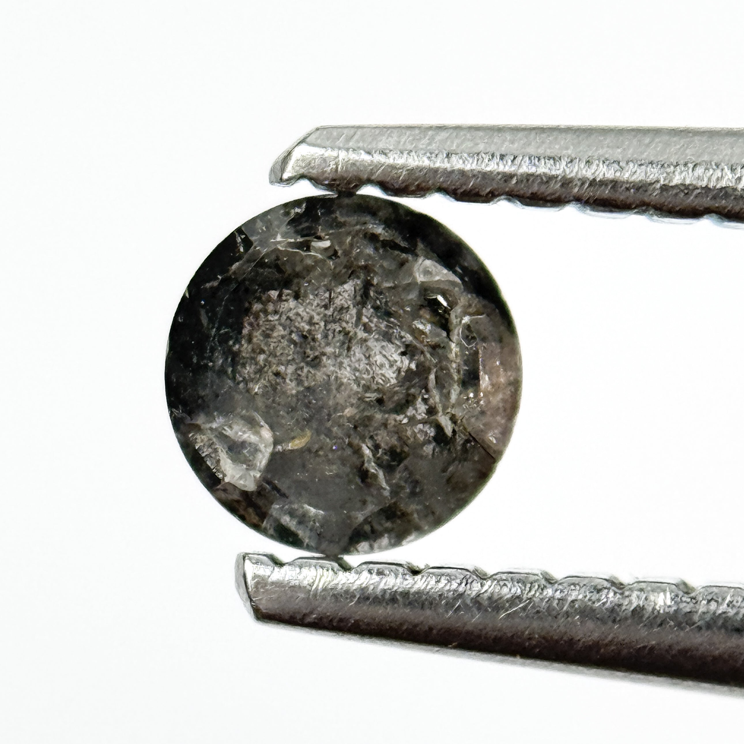 0.43 Ct Round Rose Cut Black Natural Salt and Pepper Diamond
