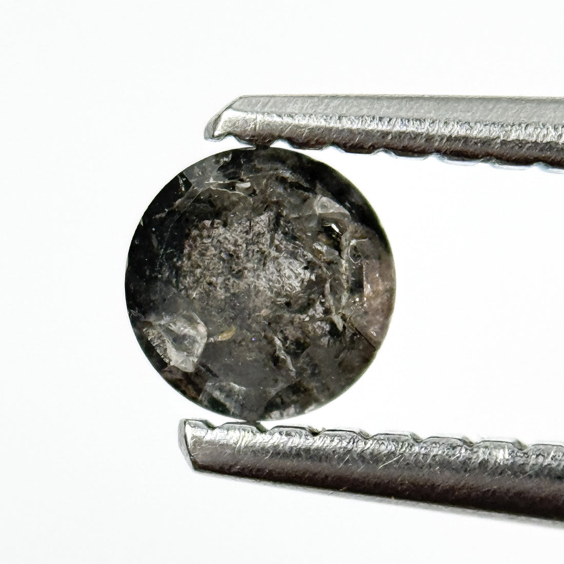 0.43 Ct Round Rose Cut Black Natural Salt and Pepper Diamond