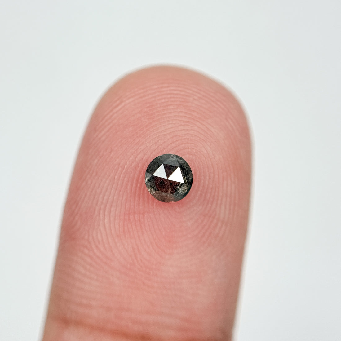 0.43 Ct Round Rose Cut Black Natural Salt and Pepper Diamond