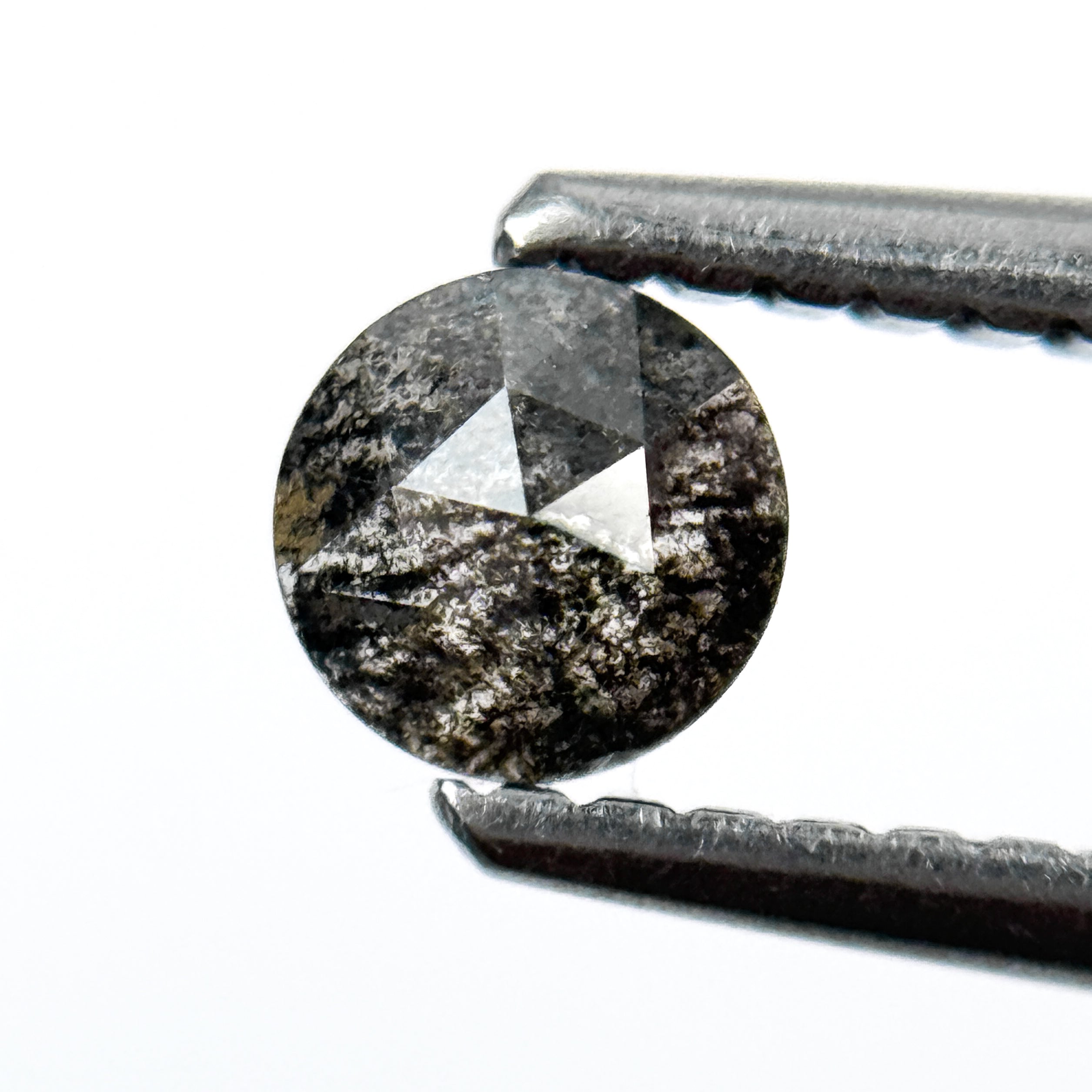 0.27 Ct Round Rose Cut Black Natural Salt and Pepper Diamond