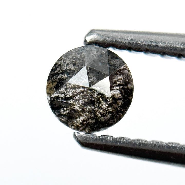 0.27 Ct Round Rose Cut Black Natural Salt and Pepper Diamond