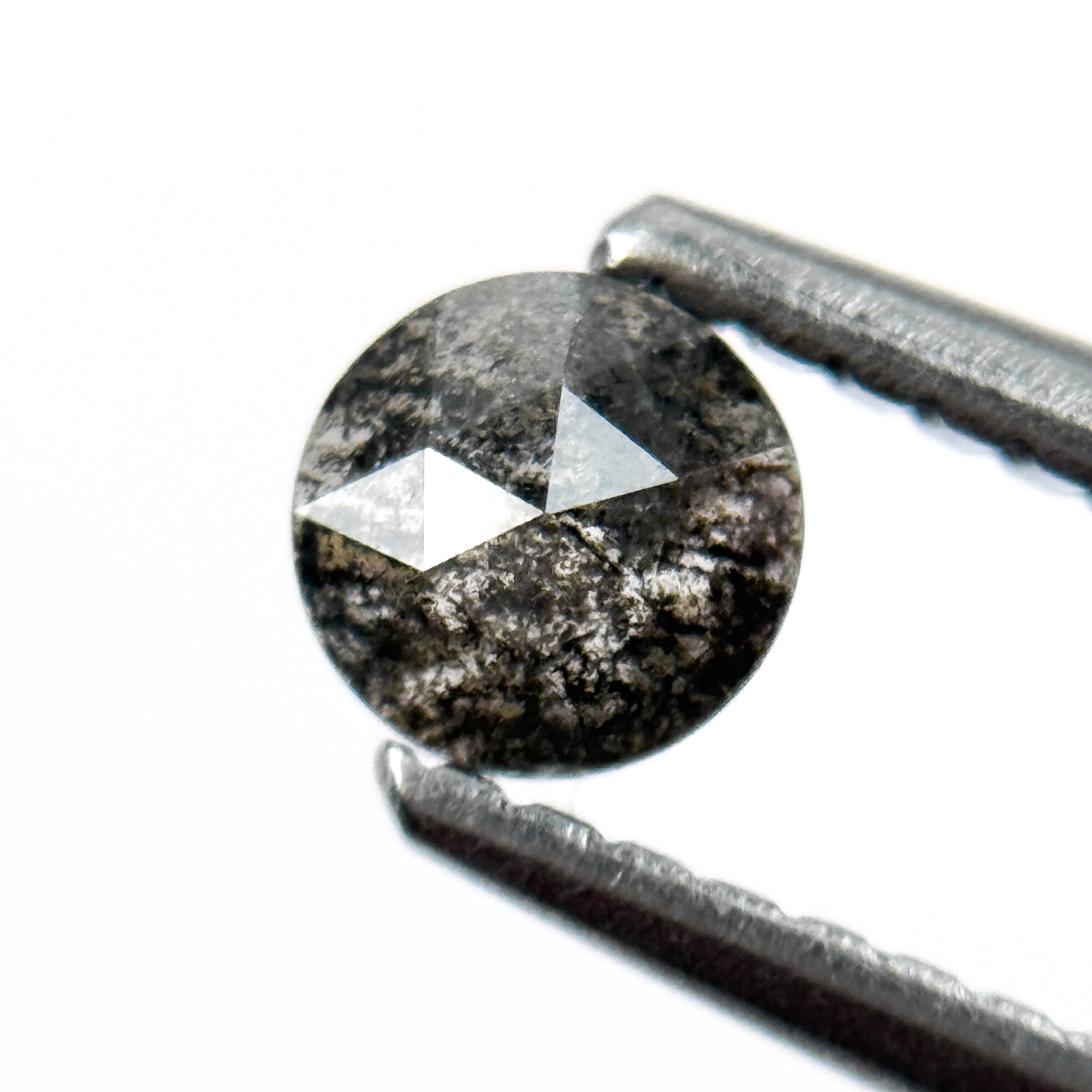 0.27 Ct Round Rose Cut Black Natural Salt and Pepper Diamond