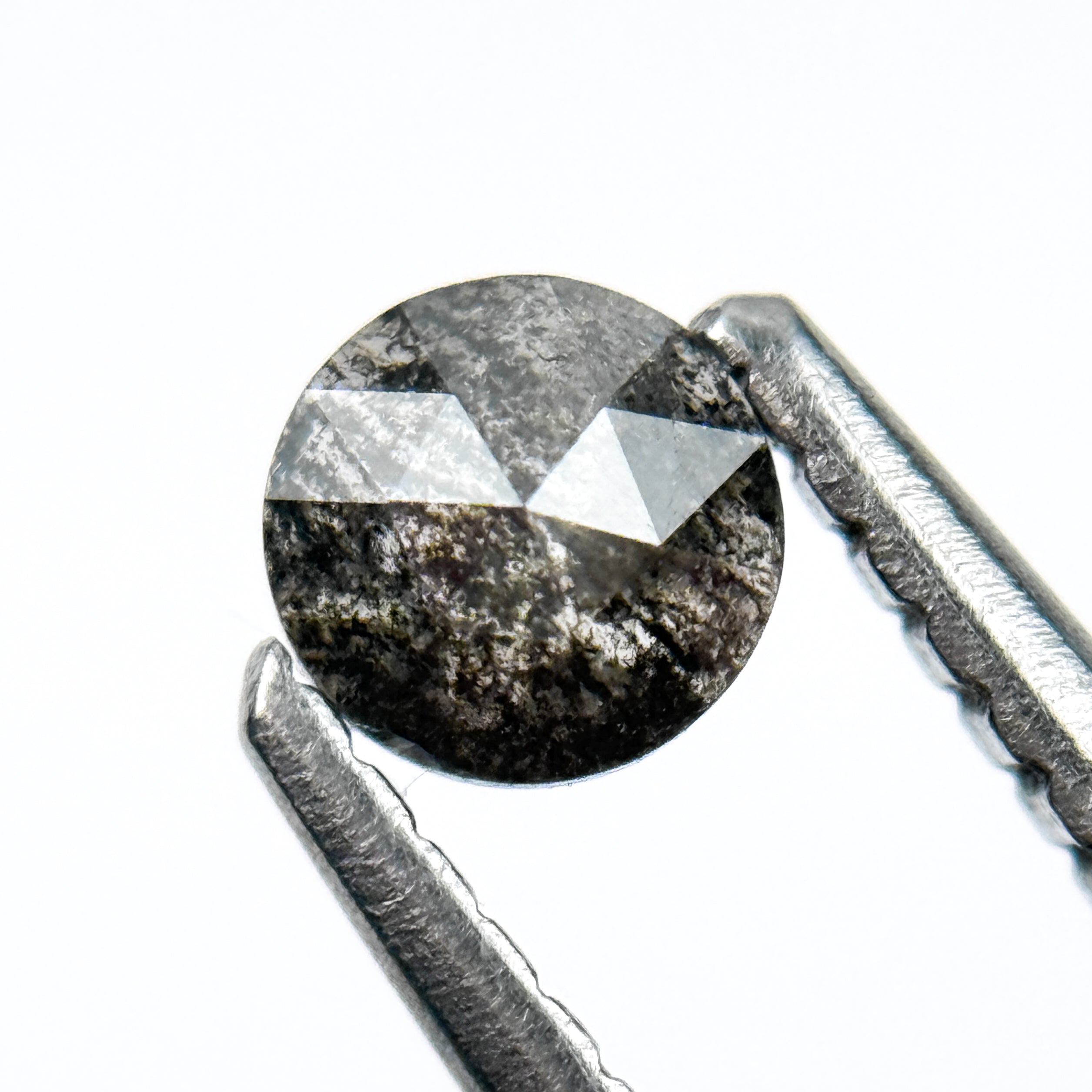 0.27 Ct Round Rose Cut Black Natural Salt and Pepper Diamond